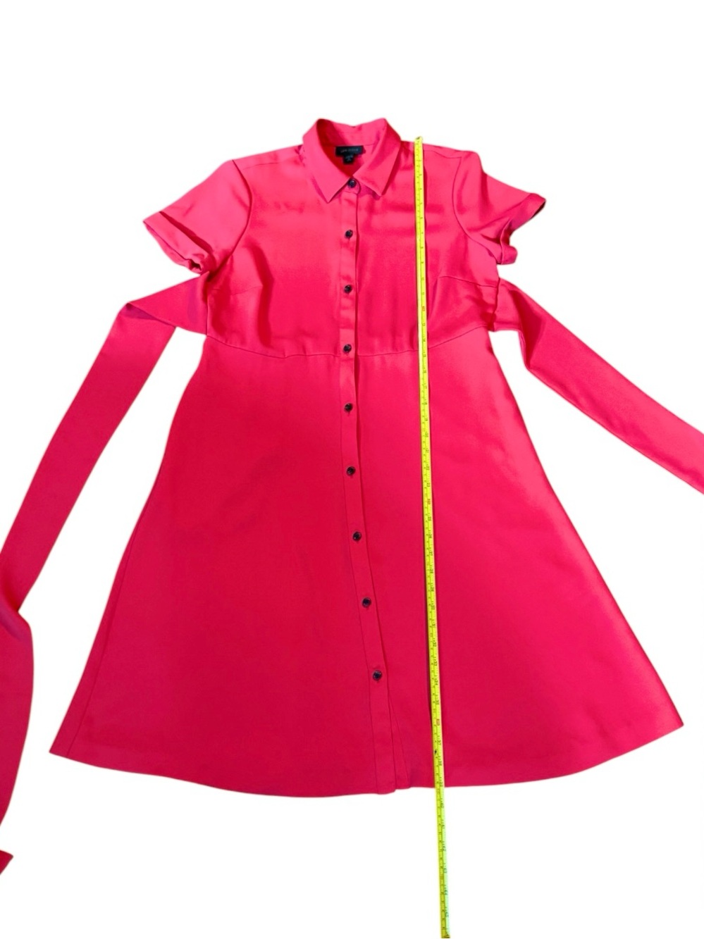 J. Jill Wearever Collection Red Shirt Dress Tie Waist ShortSleeve Midi XS Petite - Picture 13 of 16
